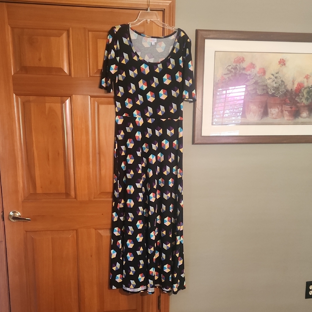 LuLaRoe Red and Black Flutter Sleeve Maxi Sundress